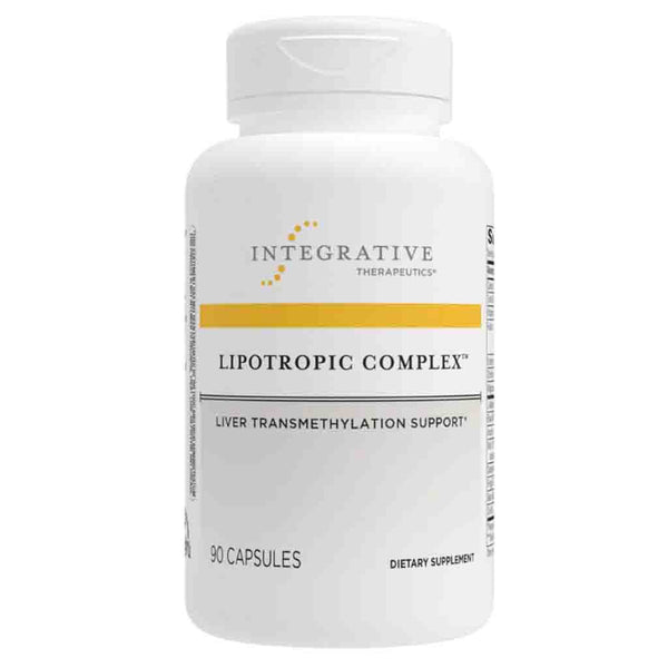 Supplement bottle labeled 'Lipotropic Complex' by Integrative Therapeutics on a white background