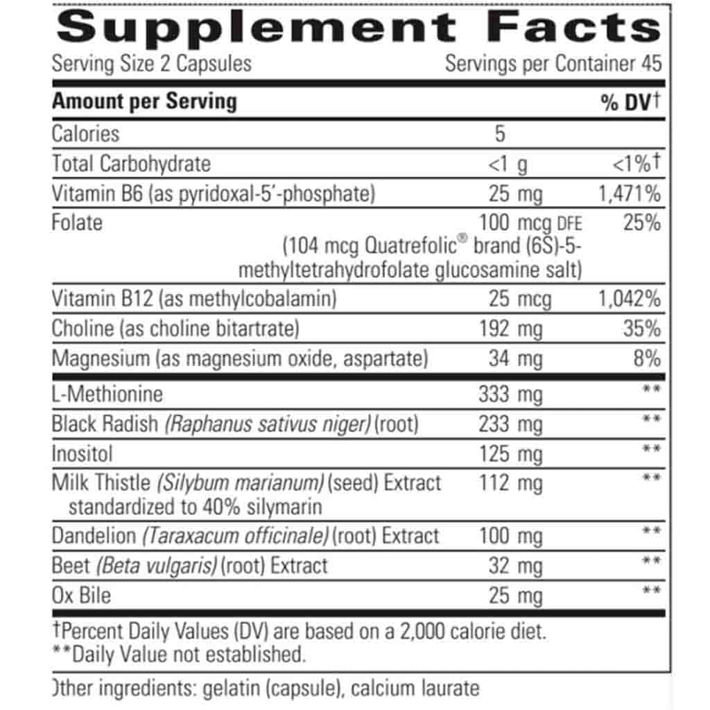 Supplement facts label with detailed nutritional information on a white background