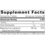 Supplement facts label with nutritional information on a white background