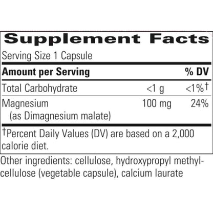 Supplement facts label with magnesium content per serving
