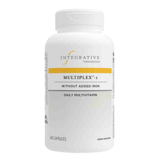 Integrative Therapeutics Multiplex-1 daily multivitamin bottle on a white background