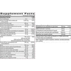 Supplement facts label with detailed nutritional information on a white background