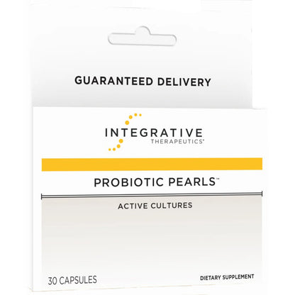 Packaging of Integrative Therapeutics Probiotic Pearls on a white background