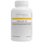 A white plastic bottle of Integrative Therapeutics Similase BV, a bean and vegetable digestive enzyme supplement, on a plain white background.