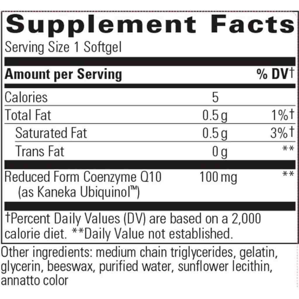 A close-up of a Supplement Facts label showing details for a softgel product. The label indicates a serving size of 1 softgel and lists nutrients such as calories, total fat, saturated fat, and trans fat.