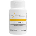 A white bottle of Integrative Therapeutics Vitamin E dietary supplement, 268 mg (400 IU), containing 60 softgels, shown on a plain white background.