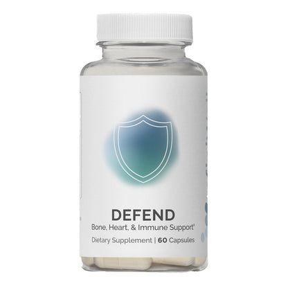 InfiniWell Defend immune support, heart and bone support, front label