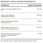 InfiniWell Defend Pro ingredient label, immune, heart and bone support
