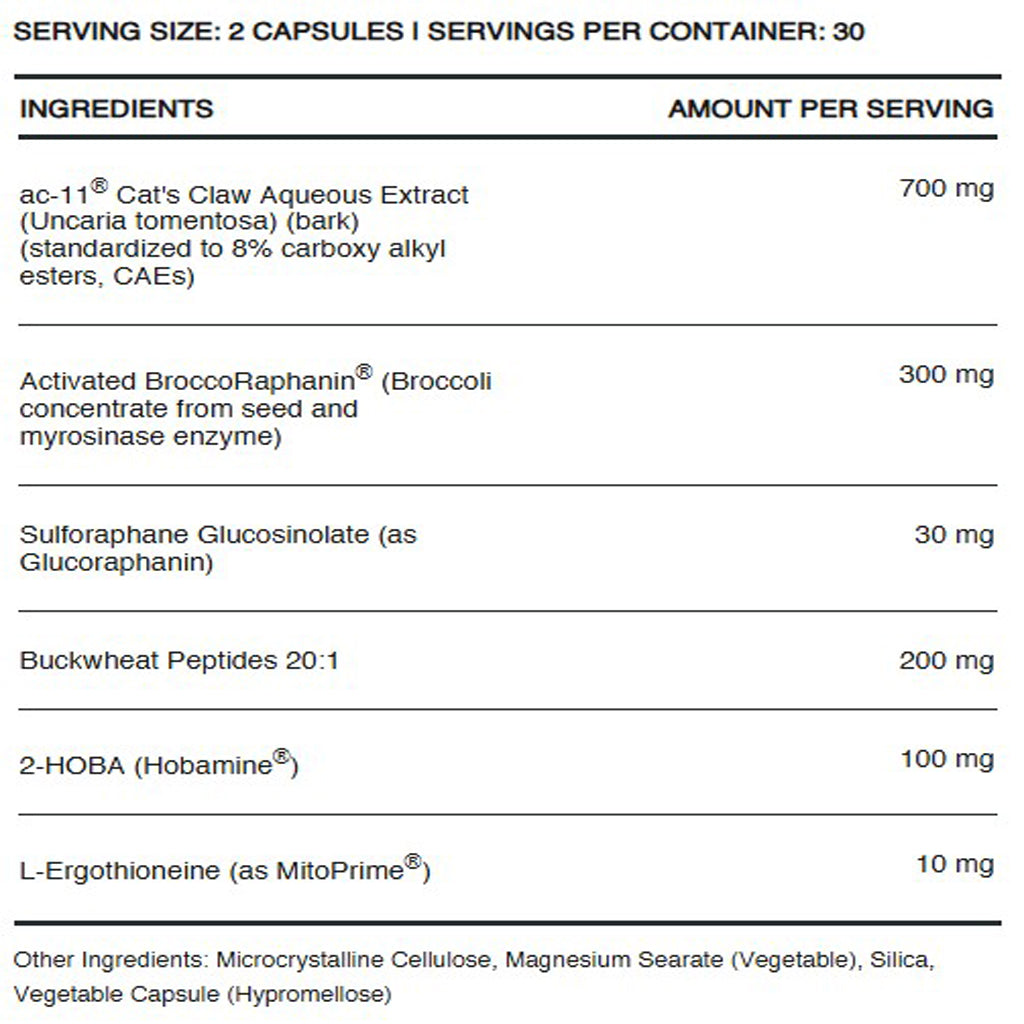 InfiniWell DNA PRIME supports telomere activity, ingredient label, dna repair, oxidative stress support