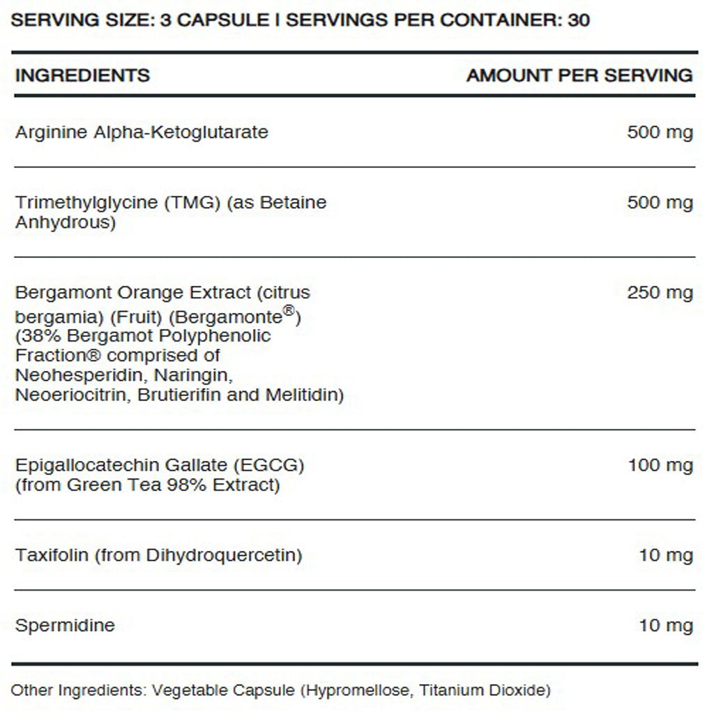 InfiniWell ENHANCE, ingredient label, supports mitochondrial health, stamina, energy, endurance, cellular renewal