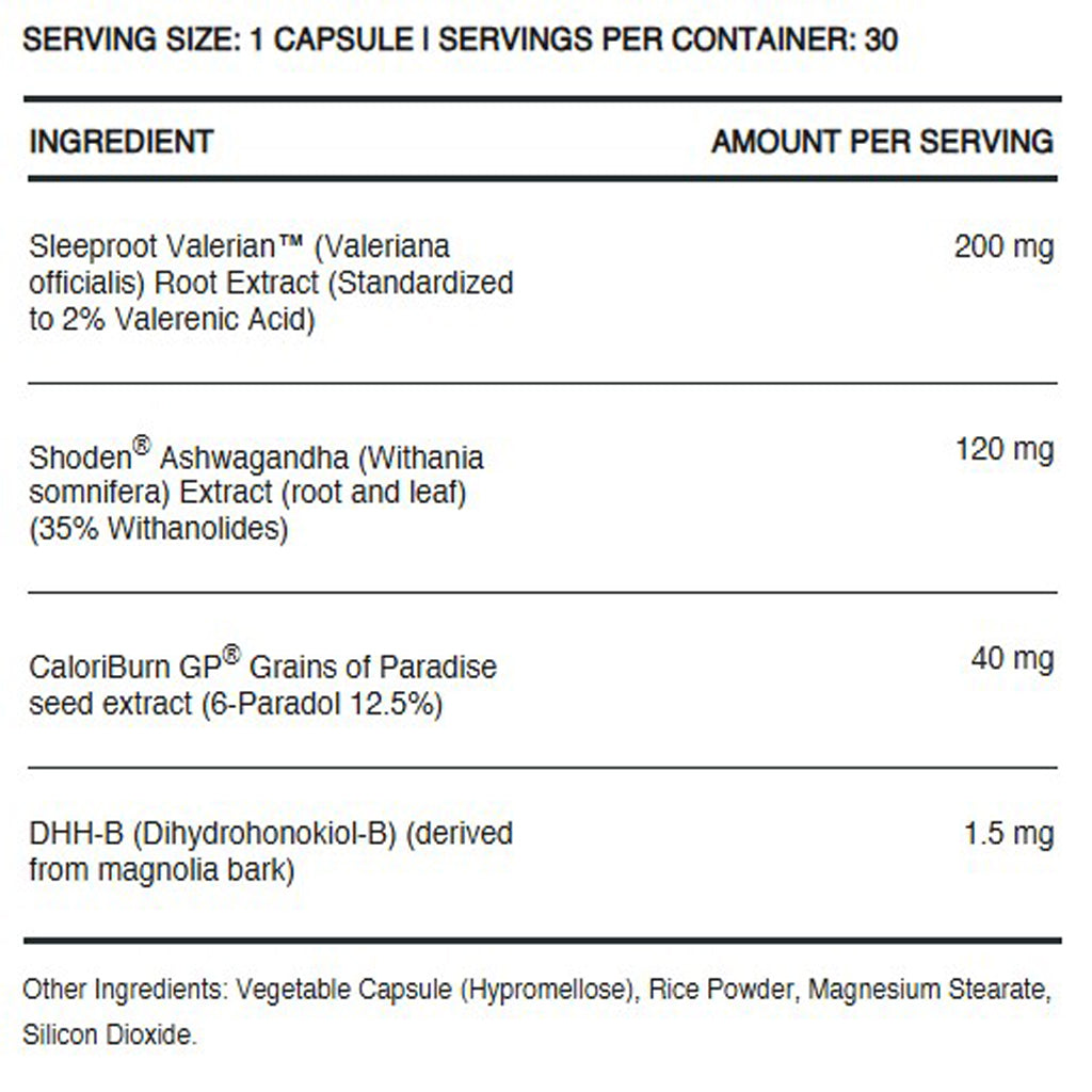 InfiniWell IgNIGHT for deep REM sleep, ingredient label, restorative sleep support, encourage calorie burn, promote leaner body composition