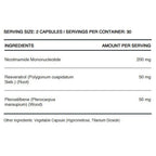 InfiniWell NMN, ingredient label, supports healthy aging, cellular function, promote metabolic health, cognitive function