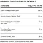 InfiniWell Senolytic supports healthy longevity, ingredient label, healthy aging, maintain healthy senescent cells