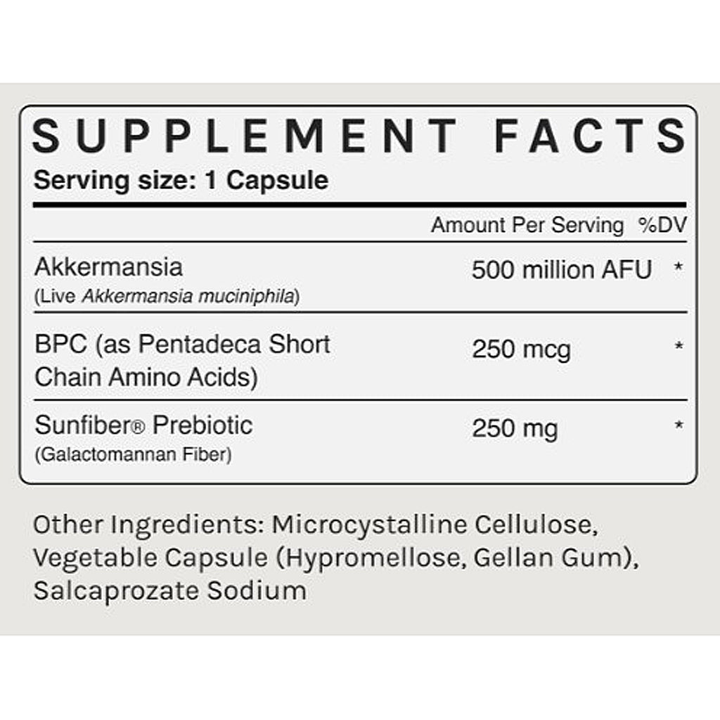 Supplement facts label with detailed nutritional information on a white background