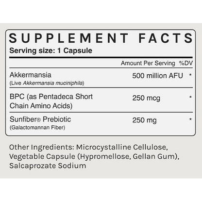Supplement facts label with detailed nutritional information on a white background