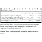 Supplement facts label with detailed nutritional information on a white background