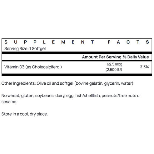 Jarrow Formulas Vitamin D3 2,500 IU 100sg