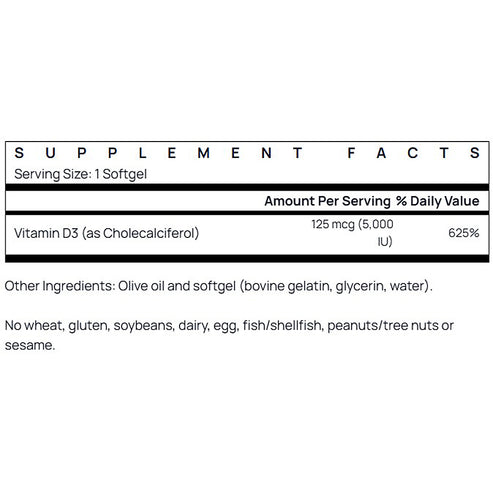 Jarrow Formulas Vitamin D3 5,000 IU 100sg