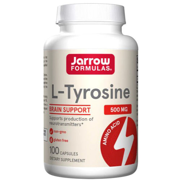 Jarrow Formulas L-Tyrosine supplement bottle on a white background