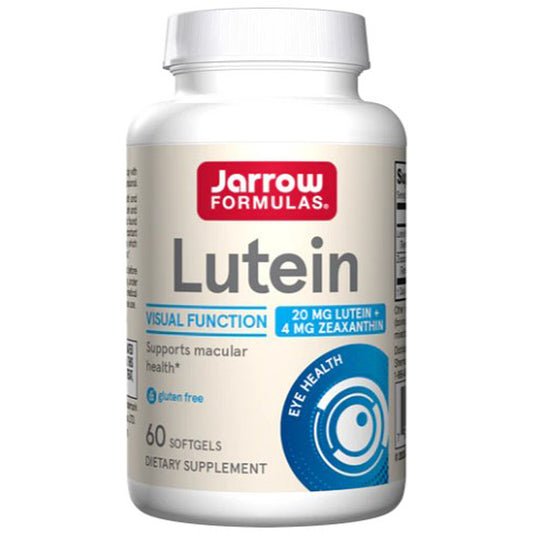 Jarrow Formulas Lutein supplement bottle on a white background