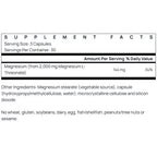 Supplement facts label for magnesium supplement on a white background