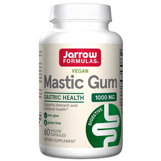 Jarrow Formulas Vegan Mastic Gum supplement bottle on a white background