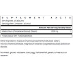 Supplement facts label for Mastic Gum capsules on a white background