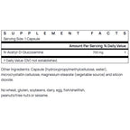 Supplement facts label for N-Acetyl-D-Glucosamine with serving size and ingredient list.