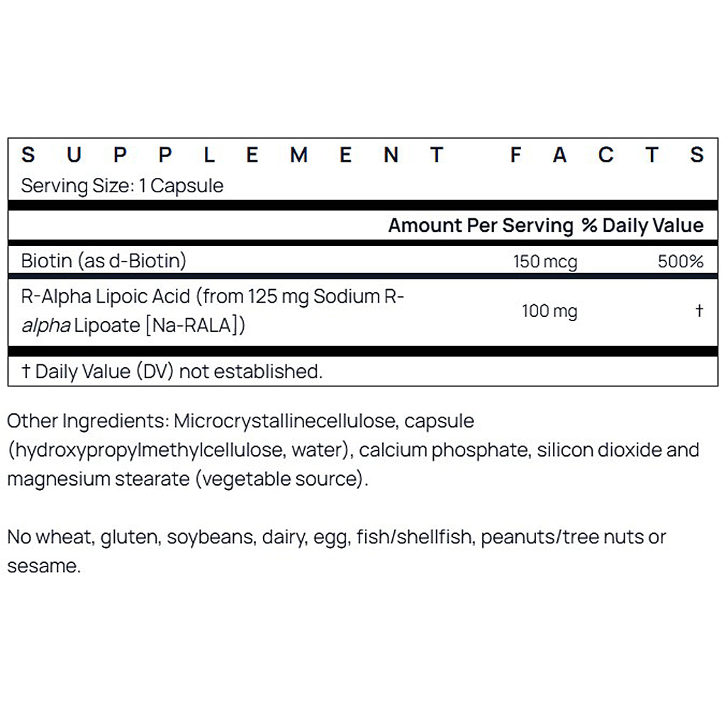 Jarrow Formulas R-Alpha Lipoic Acid with Biotin 60 Capsules