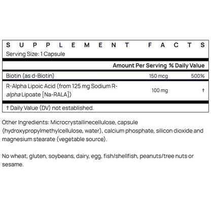 Jarrow Formulas R-Alpha Lipoic Acid with Biotin 60 Capsules