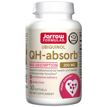 Jarrow Formulas Ubiquinol QH-absorb supplement bottle on a white background