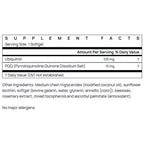 Supplement facts label with ingredients listed on a white background
