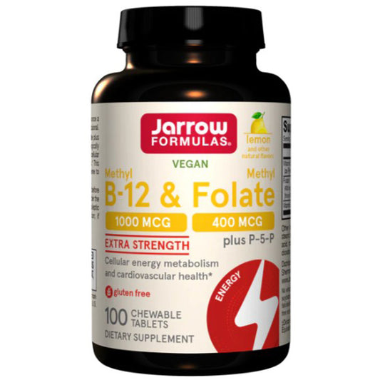 Jarrow Formulas Methyl B-12 1000mcg & Methyl Folate Lemon 100 chew tabs