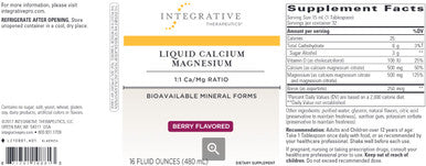Integrative Therapeutics Liquid Calcium Magnesium Berry 1:1 16oz