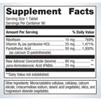 Supplement facts label with detailed nutritional information on a white background