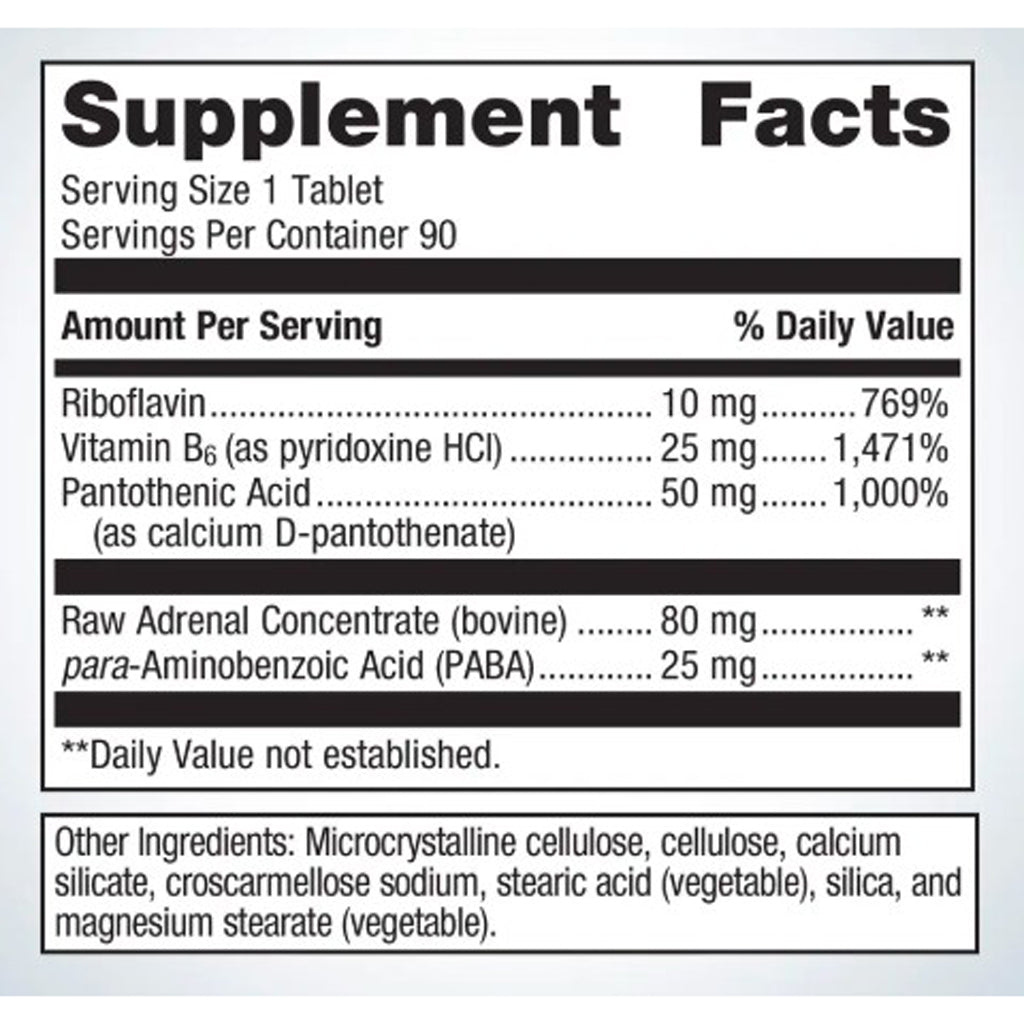 Supplement facts label with detailed nutritional information on a white background
