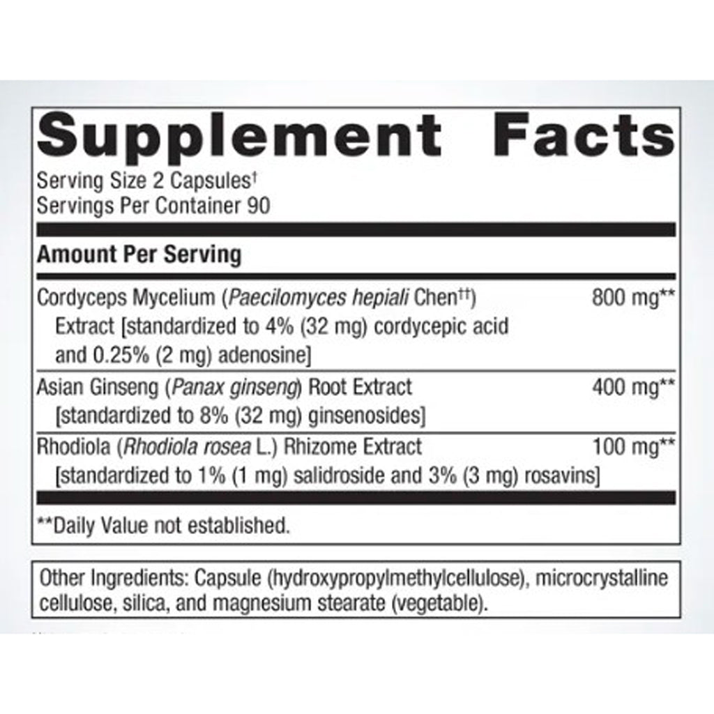 Supplement facts label with detailed ingredient information on a white background