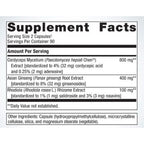 Supplement facts label with detailed ingredient information on a white background