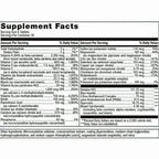 Supplement facts label with detailed nutritional information on a white background