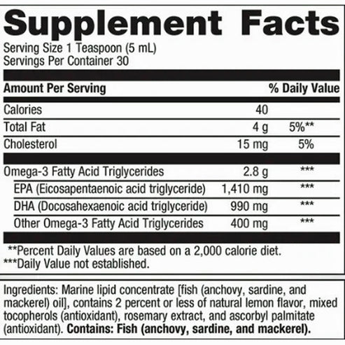 Metagenics OmegaGenics Fish Oil EPA-DHA 2400 liquid 5 fl oz.