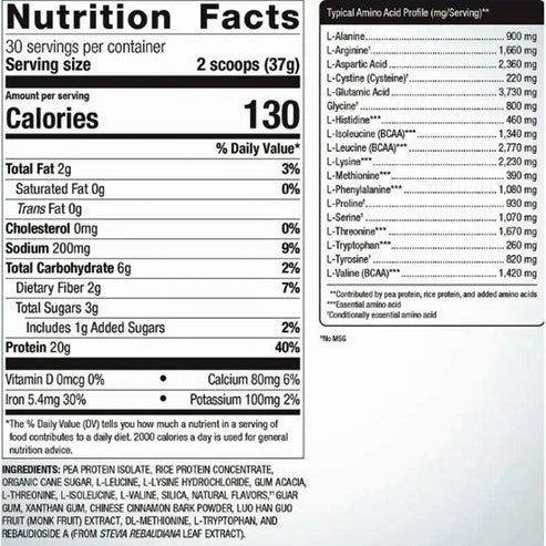 Metagenics Perfect Protein Powder Pea & Rice Vanilla 2 lb 30 servings