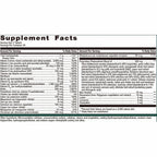 Supplement facts label with detailed nutritional information on a white background