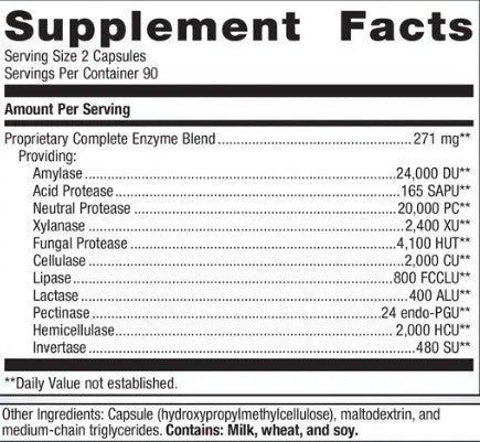 Metagenics SpectraZyme Complete Enzymes 180 c