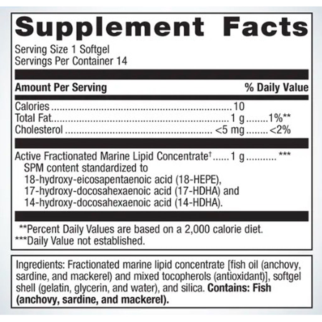 Supplement facts label for a marine lipid concentrate product