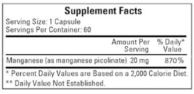 Cardiovascular Research Manganese Picolinate 60c