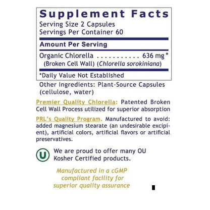 Premier Research Labs Medi Chlorella-FX 120 plant-source capsules