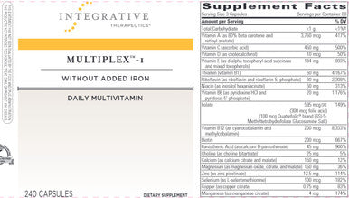 Integrative Therapeutics Multiplex-1 without Iron 240c