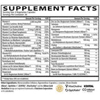 Supplement facts label with various vitamins and minerals listed on a white background