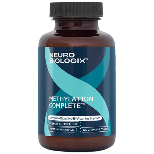 Supplement bottle labeled 'Neuro Biologix Methylaton Complete' on a white background