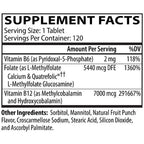 Supplement facts label with detailed nutritional information on a white background